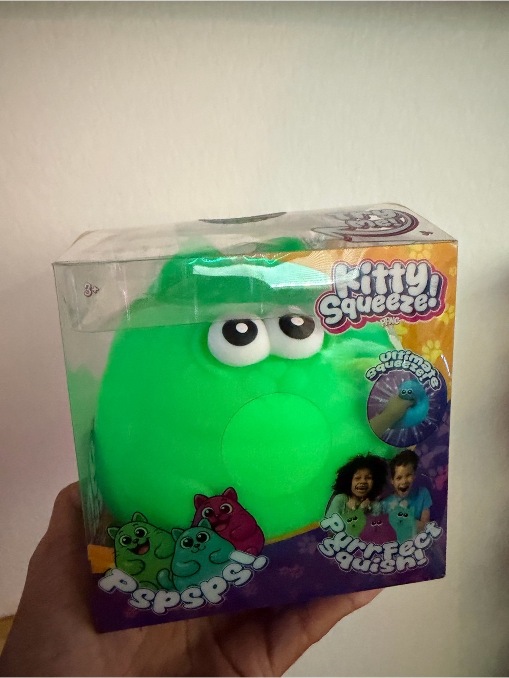 Squeeze Bright Green Kitty Squeeze Plush